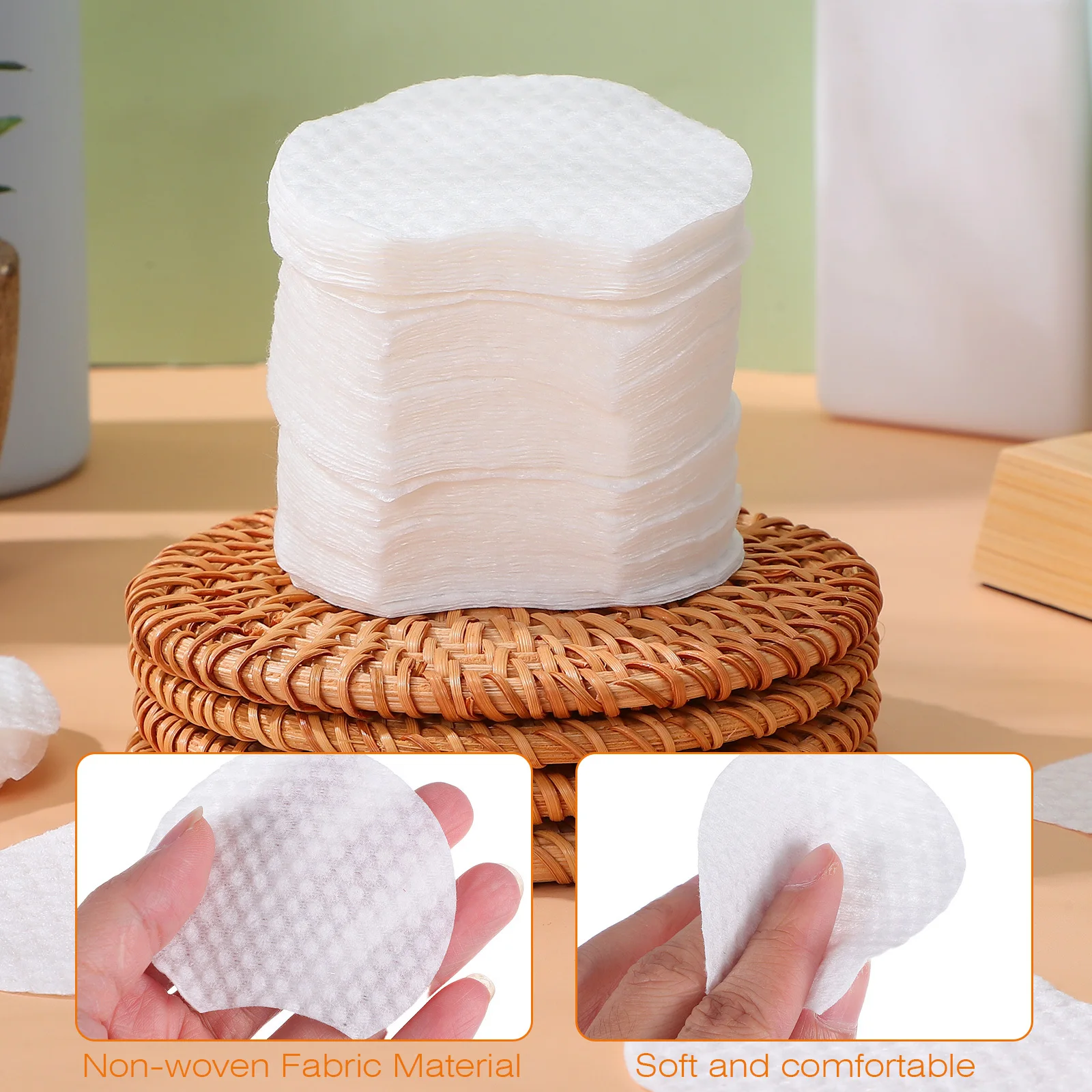 600 Unidades de Discos Removedores de Maquiagem Meio Redondos, Tecido Não Tecido Macio, Discos de Limpeza Facial Descartáveis