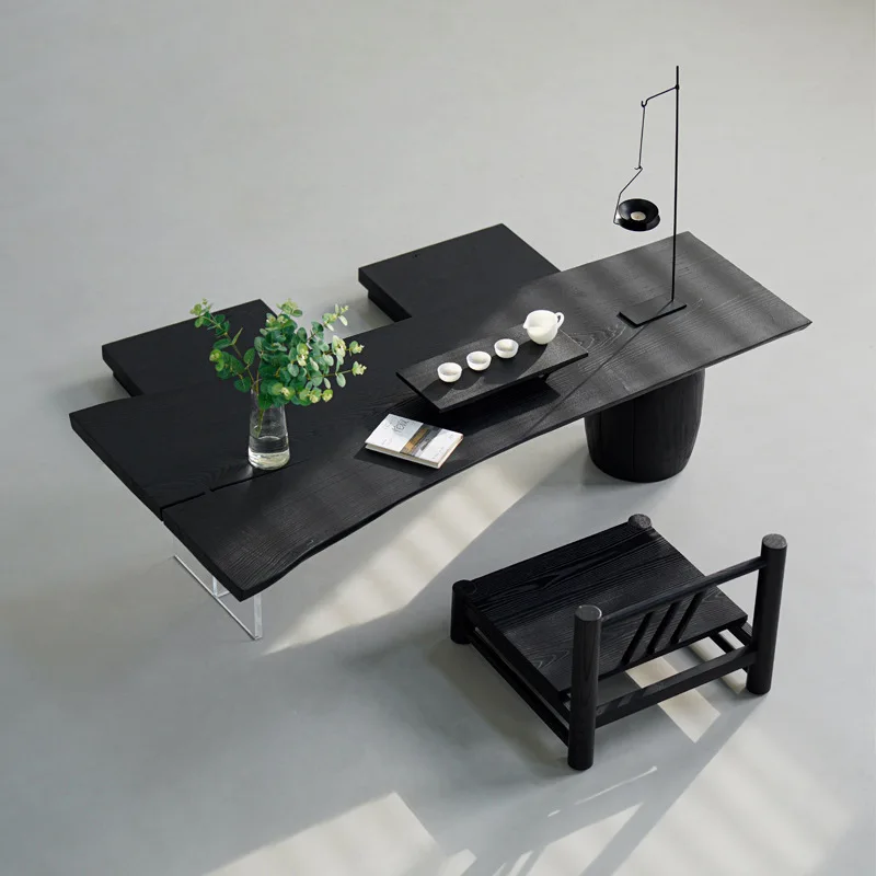 Japanese tatami table, wabi-sabi style coffee table, simple home ash wood bay window, low table B&B