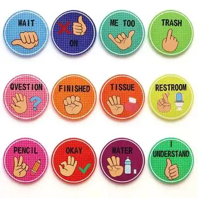 1 conjunto de cartazes de sinal de mão envolvente para quadros de avisos, material de cores vibrantes, ferramenta de comunicação não verbal, decoração