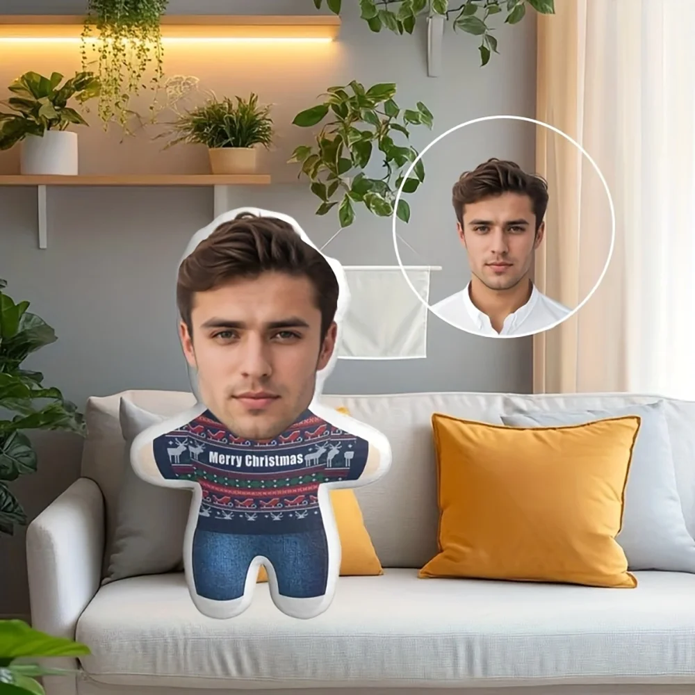 Personalized photo home plush pillow - Customized face shaped gift with your photo, a must-have birthday gift