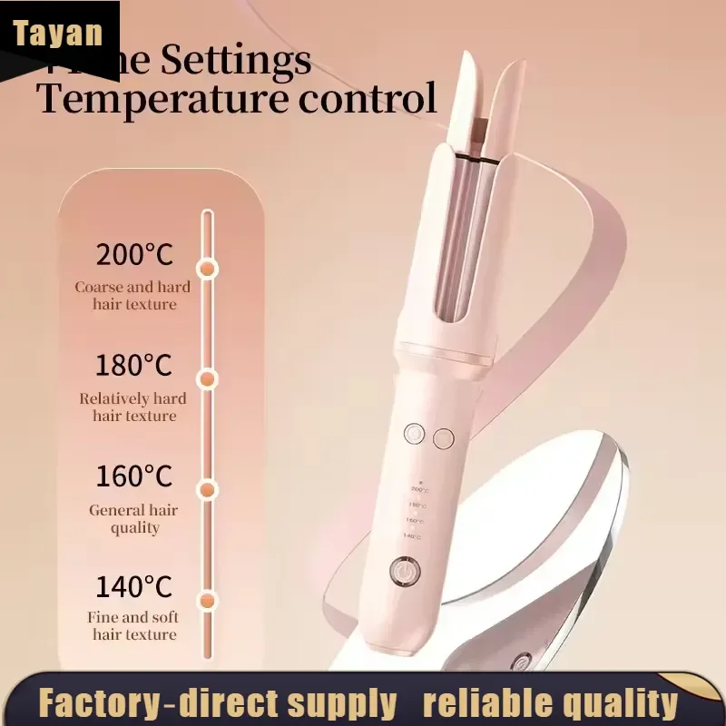 EE1 for Mini Portable Pink Hair Stick Electric Automatic Curling Iron Auto Rotating Wireless Negative Ions Ceramic Waver