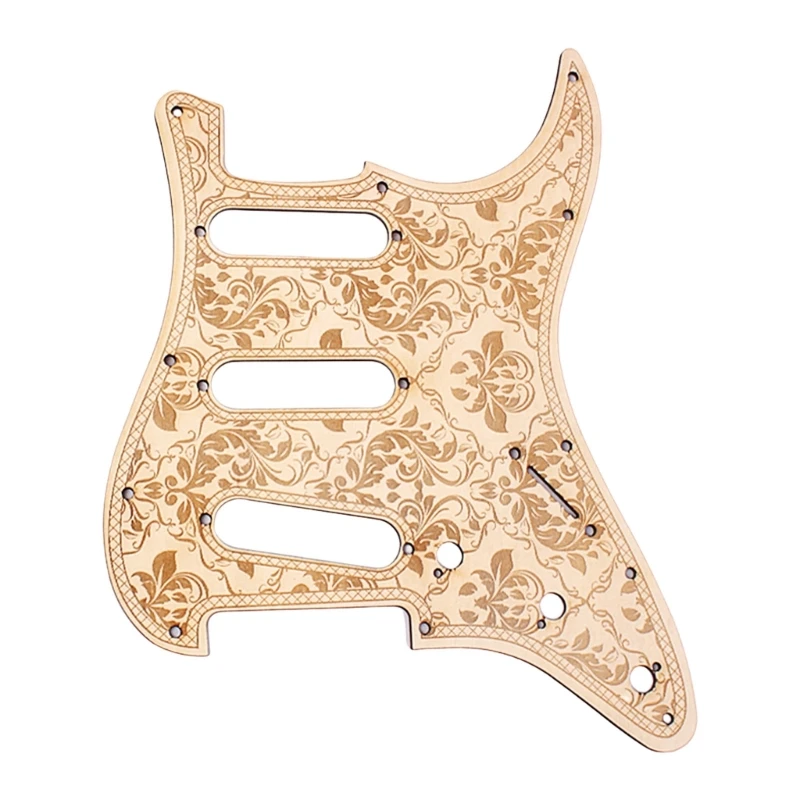 

11 Holes Electric Guitar Pickguard Replacement Flower Pattern Scratch Plate Maple Wood Guitar Pickguard Easy to Install