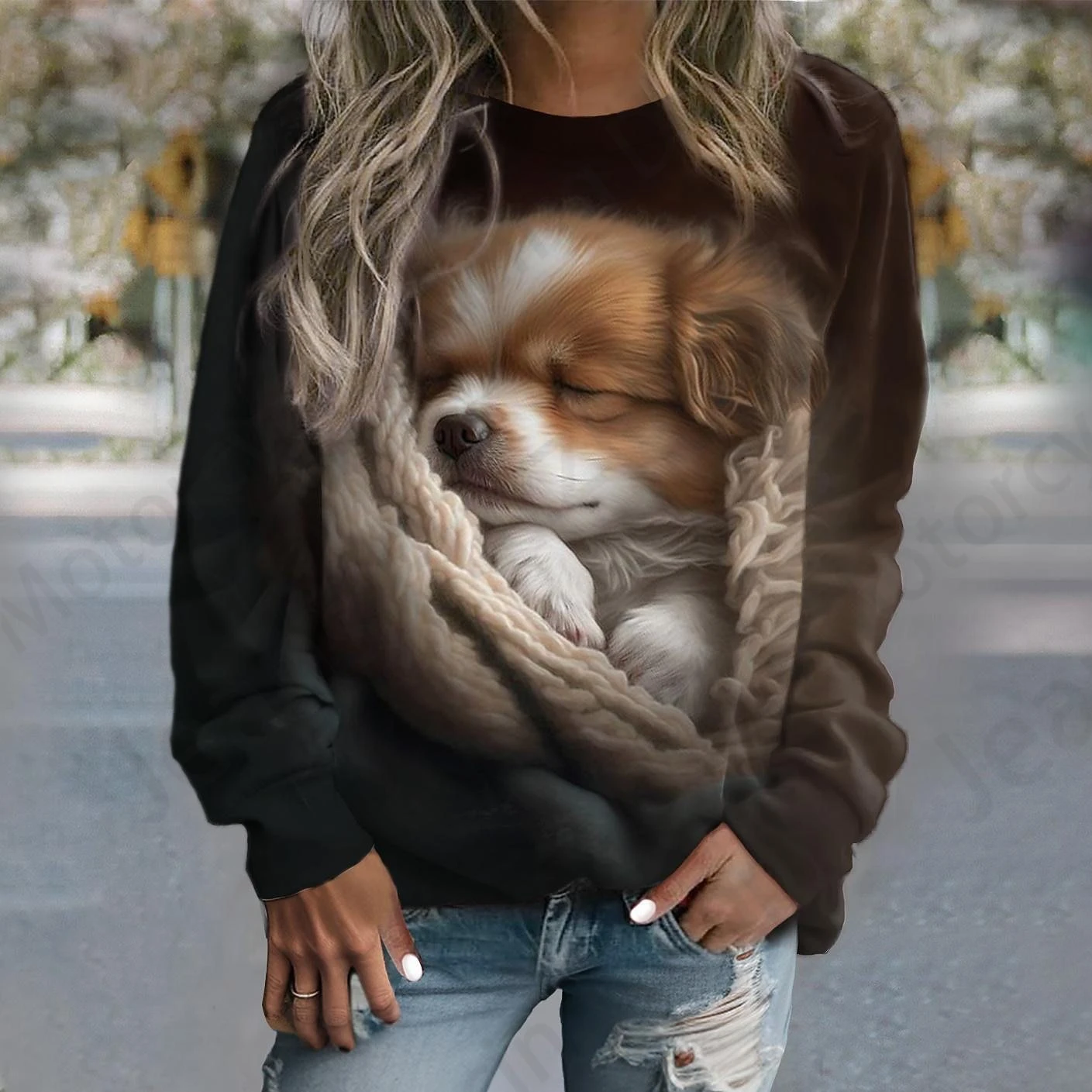 Cute Dog 3d Print Hoodie Women Fashion O-neck Hoodies Women Sweats Animal Coat Cat Clothes Casual Long Sleeve Sweatshirt Female