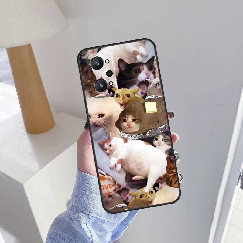 Crying Cat Memes For Realme 10 Pro Plus C55 C35 C33 C31 C30 C21Y GT Neo 5 OnePlus 11 Nord 3 2T CE 2 Lite Case