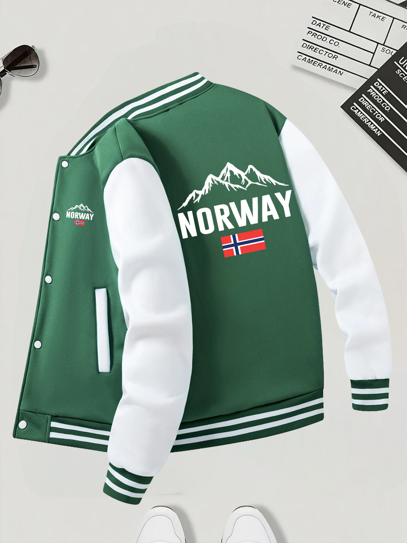 الخريف الشتاء الرجال NORWAY مطبوعة البيسبول سترة معطف فضفاض دافئ يندبروف أبلى موضة شارع العليا في الهواء الطلق الشارع الشهير #5