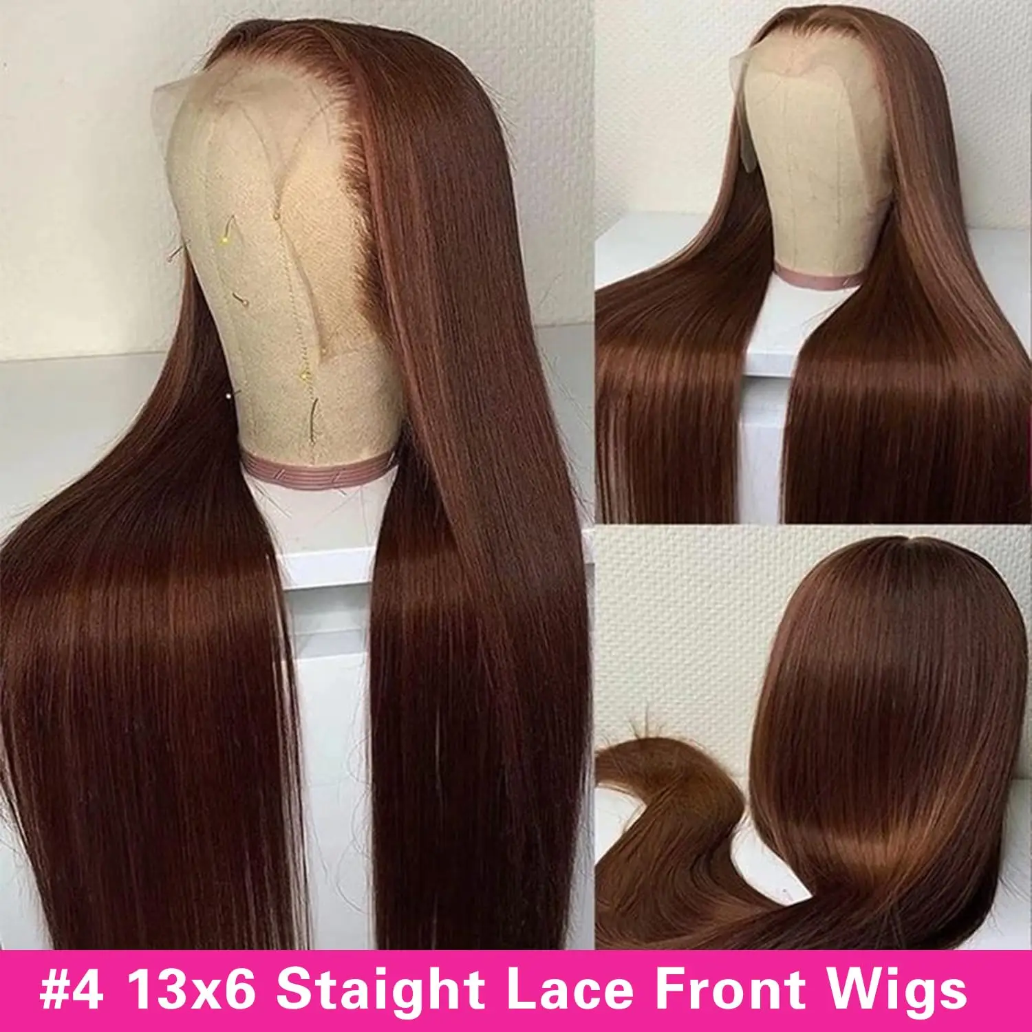 36 Inch Straight Chocolate Brown 13x6 Human Hair Wigs Hd Lace Front Wigs Pre Plucked 100% Real Human hair Wig For Black Women