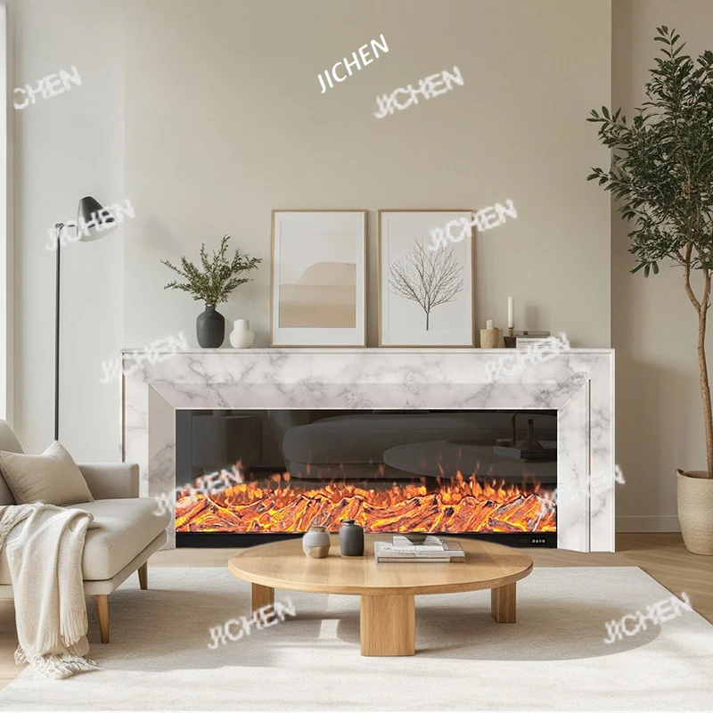 

JC European fireplace TV cabinet simulation flame heating electronic fireplace villa living room light luxury imitation