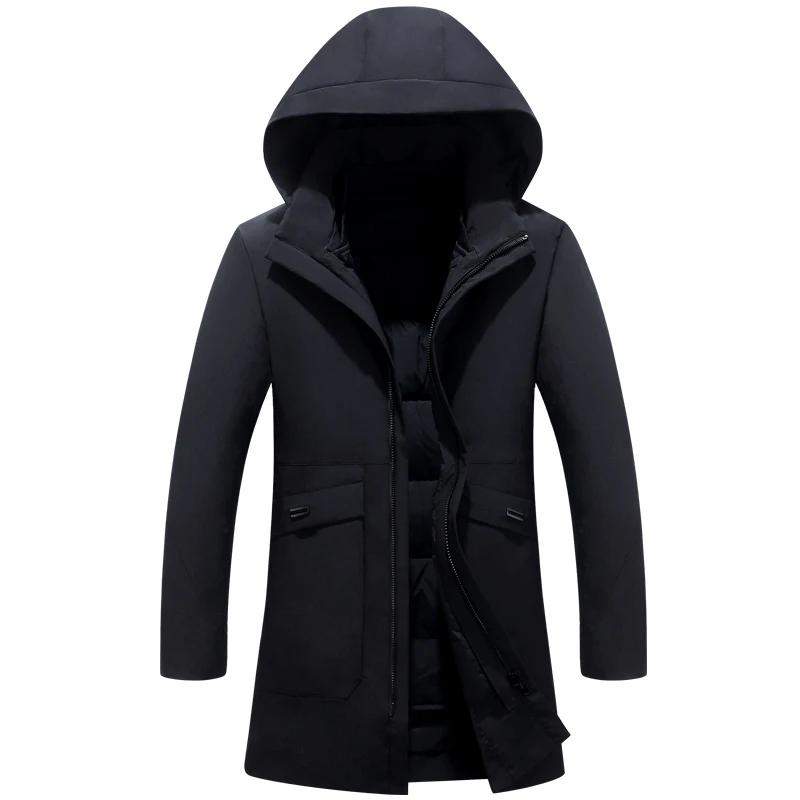 

Winter Down Jacket Men Nice Brand Warm White Duck Down Coat Hooded Thick Warm Black Blue Long Parka Men Overcoat High Quality