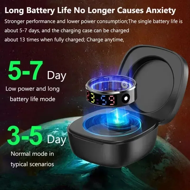 2026 High Quality Touch Health Monitoring Smart Ring, 5ATM Waterproof Long Battery Life Gesture Operated Multi-motion Mode Ring