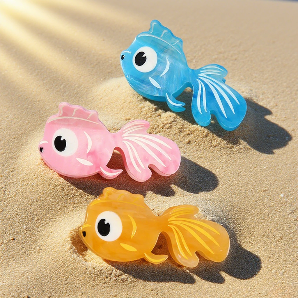 

DS 10.5CM Large Cartoon Goldfish Hair Claw Ocean Series Acetate Claw Clips Trendy Hair Clips Hair Accessories for Women Girls