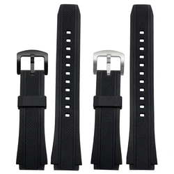 Black Silicone Rubber Sports Watch Strap For Casio Edifice EF-552 Watchbands EF-552D-1A Men's Bracelet Stainless Buckle 25*20mm