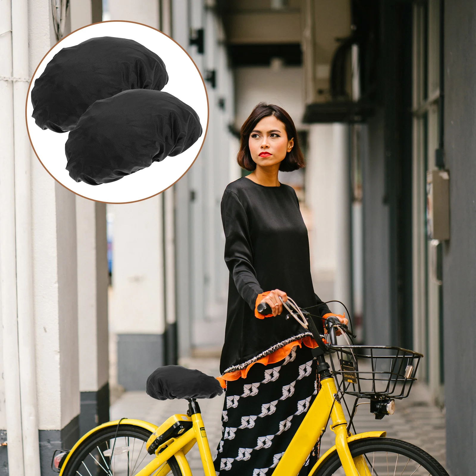 

Waterproof Bike Seat Cover Black Elastic Dust Rain Resistant Reusable Stretch Protection for Outdoor Bike Seats