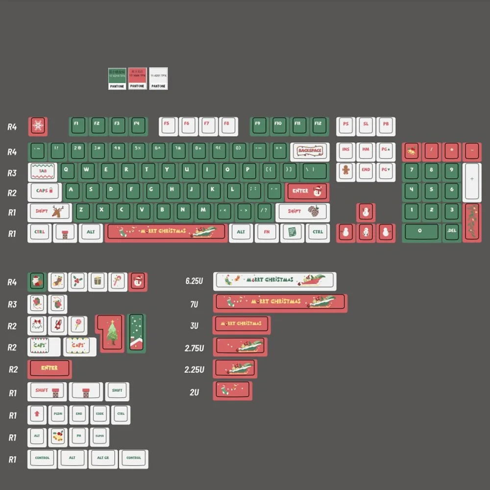 Geometry Cake Keycap Christmas Theme 140 Keys/Set Cherry Profile DYE Sublimation For GH60 GK61 64 68 75 84 87 96 980 104 108