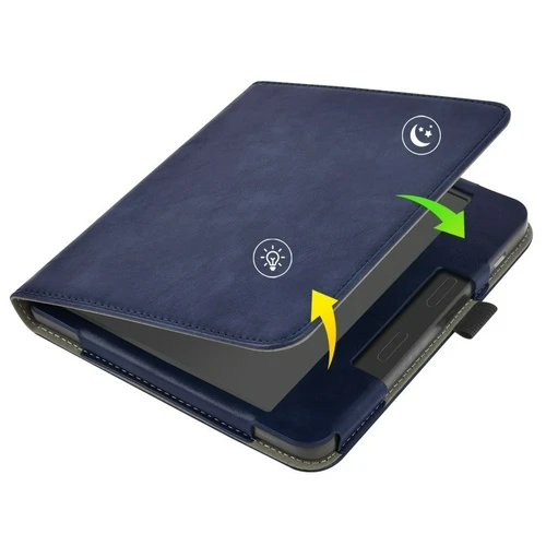 Imagen 2 del producto Para KOBO Libra Color/Libra 2/Libra H2O funda con correa de mano soporte ranura para tarjeta 7 pulgadas funda inteligente Ebook N428 N418 N873 carcasa protectora