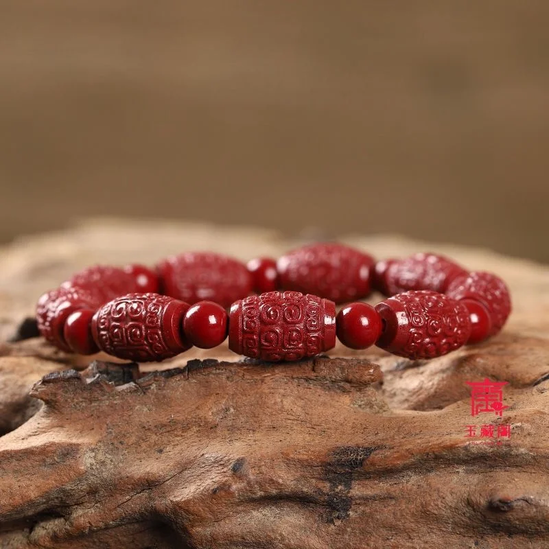 Pulsera de cinabrio Natural de alto contenido, brazalete de cuentas de cubo de nube de oro púrpura y arena, amuleto GiftTai Sui