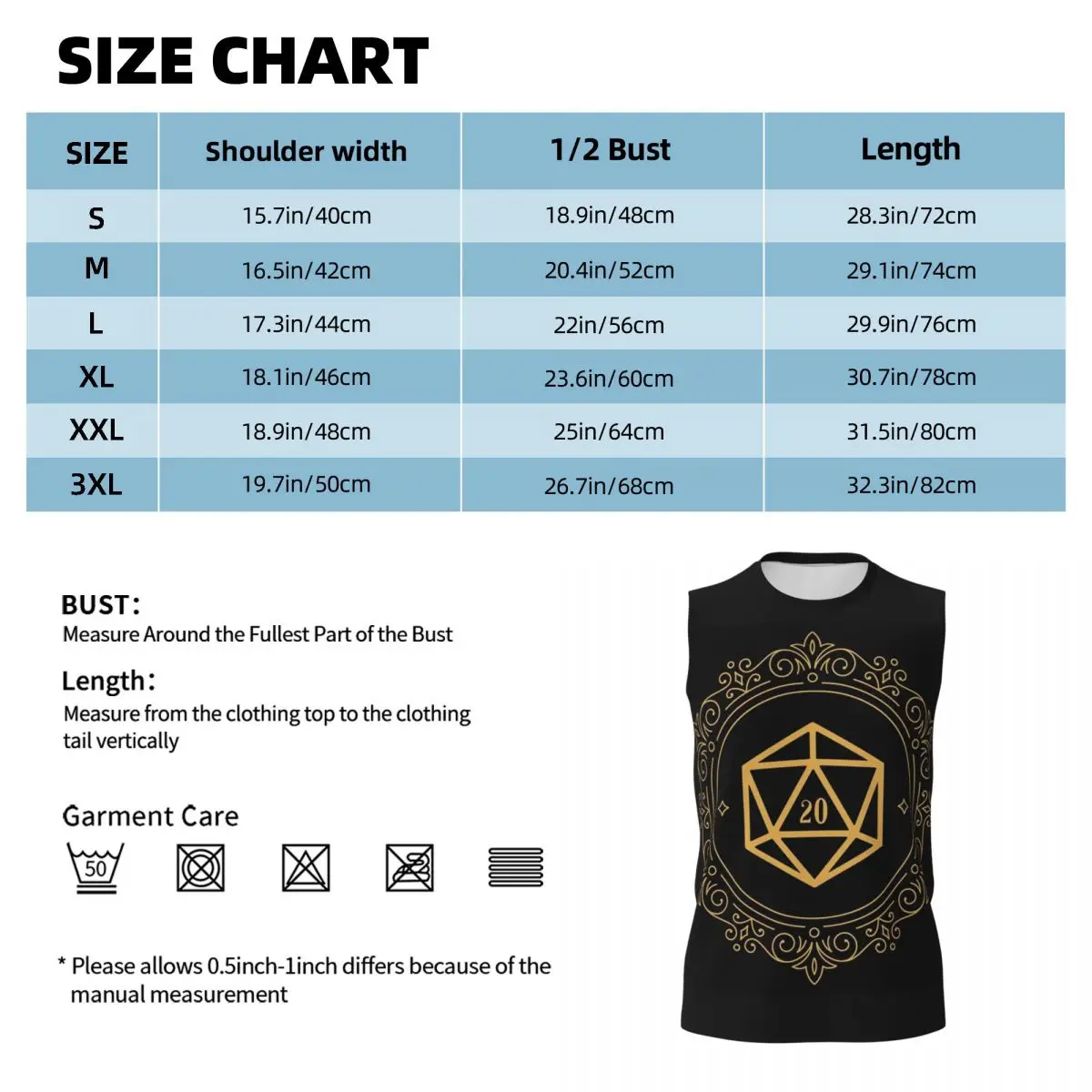 Polyhedral D20 Dice Monogram Bronze Tabletop RPG Men Sleeveless T-shirt Casual Hip Hop Street Style Beach Holiday Tank Tops