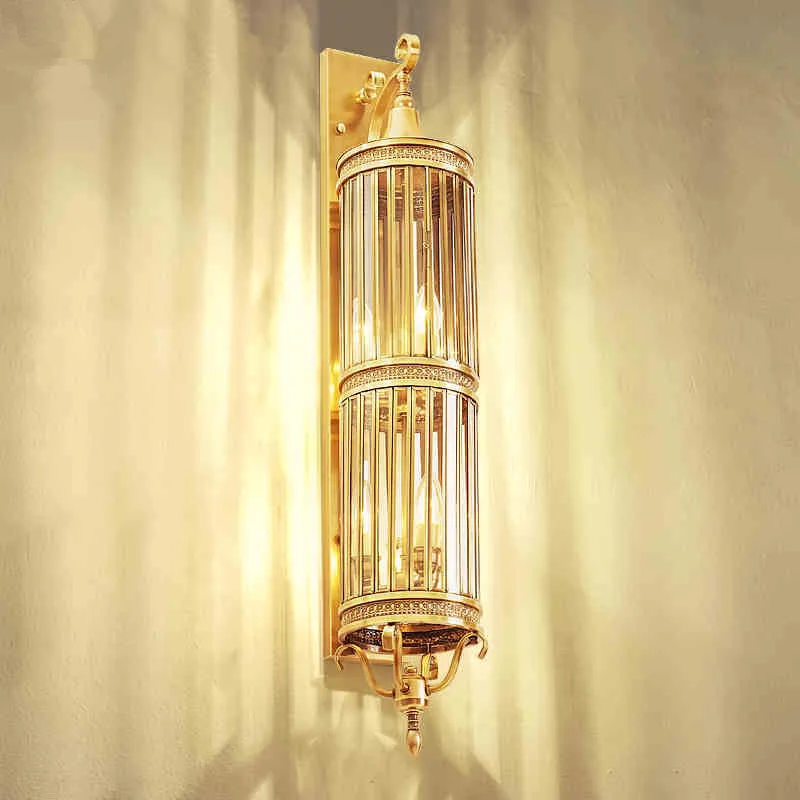 

Foyer large vintage Copper garden lighting stair Brass Outdoor Wall lamp Hotel wall fixture Long led courtyard landscape light