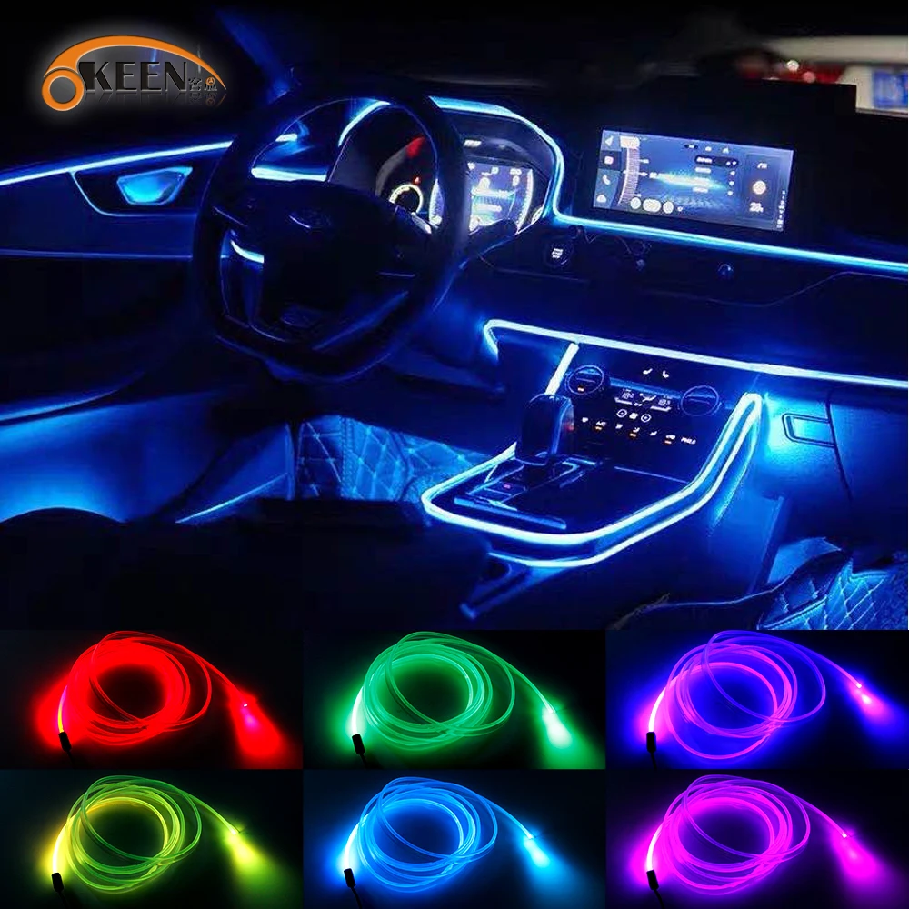 Car Interior Ambient Light LED Cold Atmosphere Light Colorful Tube Strip Flexible Neon Lamp Glow String Light For Car Motorcycle