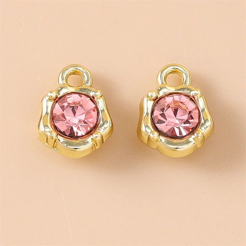 

5pcs 7x10mm Cute Mini Colorful Crystal Round Charms Pendants for Jewelry Making DIY Drop Earrings Necklaces Bracelet Accessories