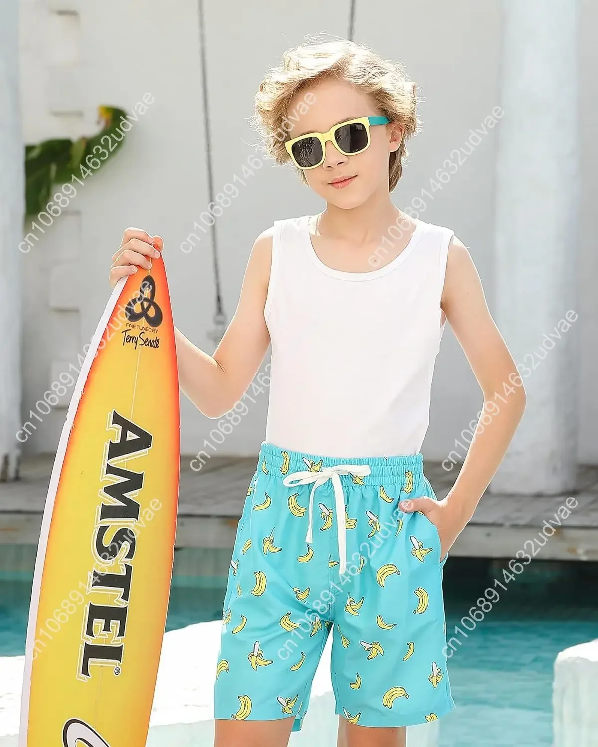 Boys Swim Trunks with Compression Liner Toddler Boys Swim Shorts Boxer Brief Board Shorts Swimming Set 5-16T