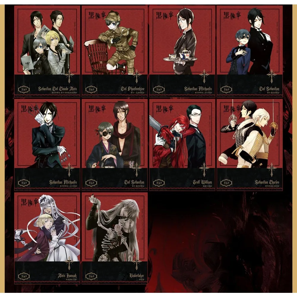 Japanese Anime IP Black Butler Collection Cards Retro Art Painting Unique Style Exquisite Character Peripheral Cards Toys Gifts