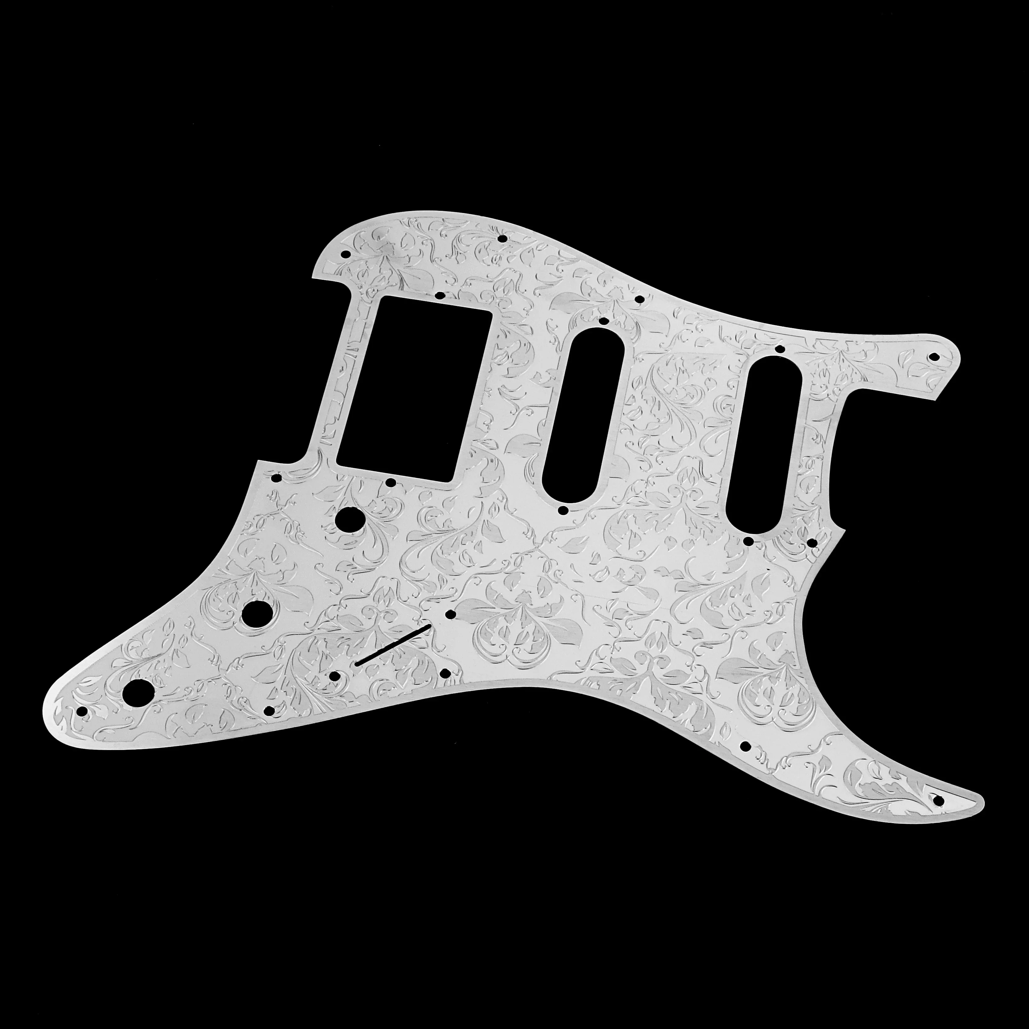 جيتار منقوش باللون الفضي - درع معدني بتكوين SSH للقيثارات على طراز ستراتوكاستر، تصميم مثبت مسطح #5