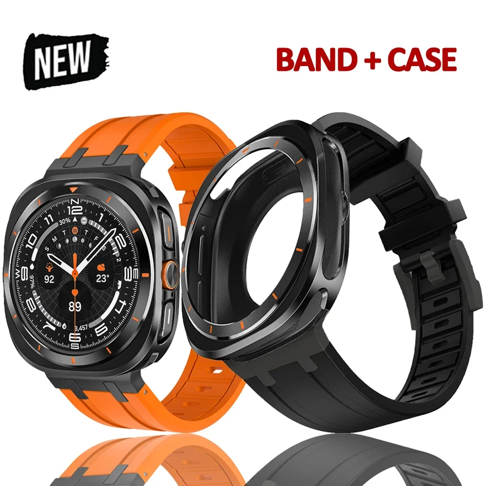 

Metal Case Rubber Band for Samsung Galaxy Watch Ultra 47mm Sports Men Strap Aluminium Cover For GALAXY Watch 47 ULTRA 7 Bracelet