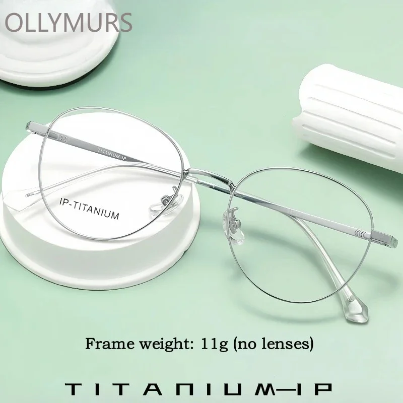 

OLLYMURS Fashion Retro Oval Women Glasses Ultra-light Exquisite Titanium Trend Optical Prescription Eyeglasses Frame Men 98529