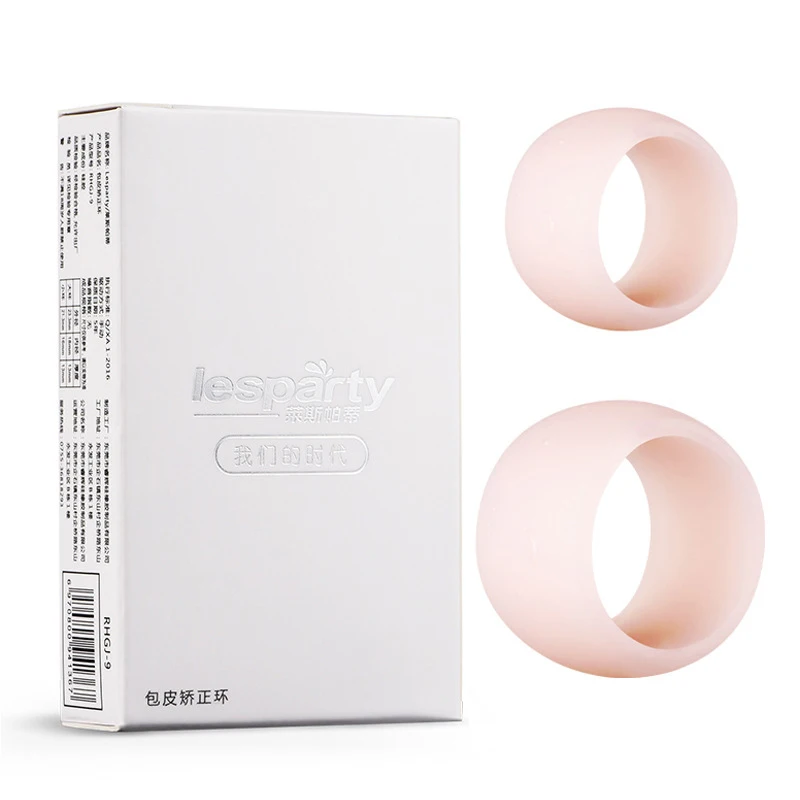 2pcs Day Night Silicone Male Foreskin Correction Hinder Ring Time Delay Ejaculation Penis Rings Sex Toys for Men Lock Cock Ring