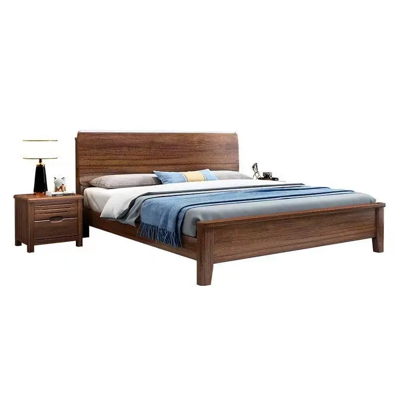 

Black walnut bed Walnut solid wood bed 1.8 meters Master bedroom double bed