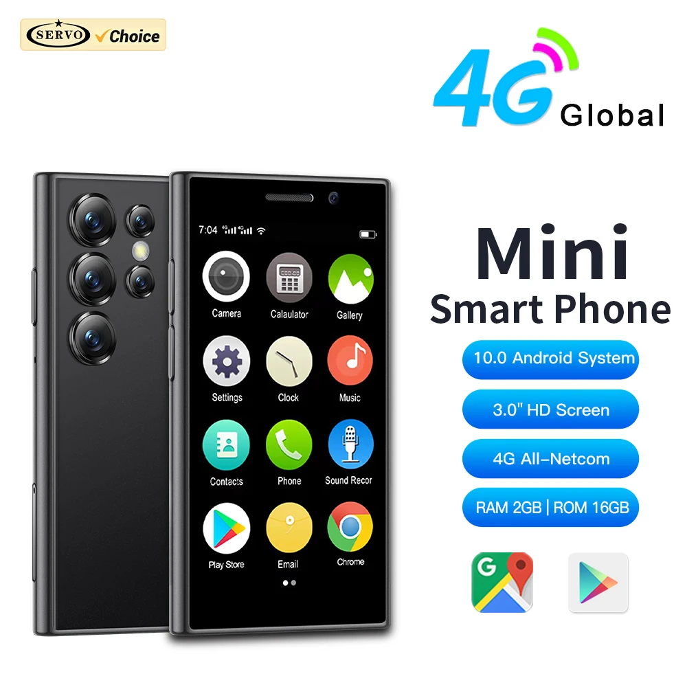 2024 New SERVO S24 Mini 4G Global Smartphone Android OS 10.0 Google Store 2000mAh Facial Unlock Small Smartphones Latest Upgrade