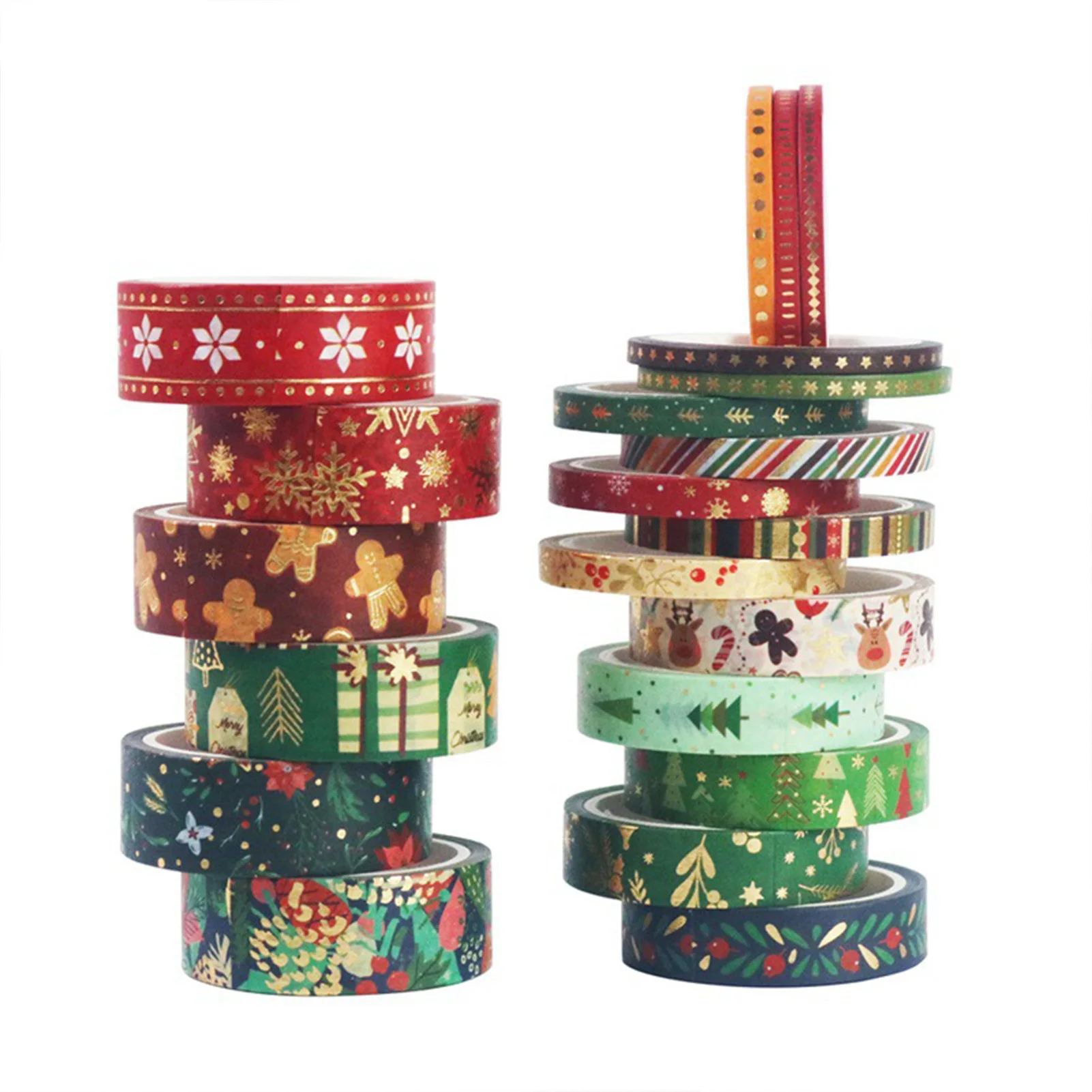 Christmas Gift Box Wrapping Tape with Classic Xmas Elements Design Festive DIY Tape Suitable for Scrapbooking Journaling