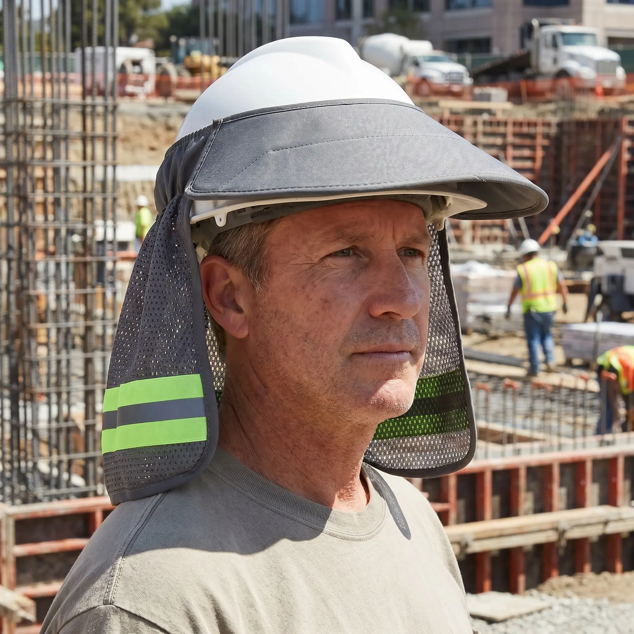 Hard Hat Sun Visor Full Brim Breathable Mesh Shade for Neck Face Protection Easy Install Elastic Fit Safety Sun Shield