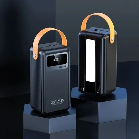 Внешний кабель BCAK Power Bank 22,5 Вт, сверхбыстрая зарядка, большая емкость, 60000 мАч, удобный мобильный источник питания для улицы