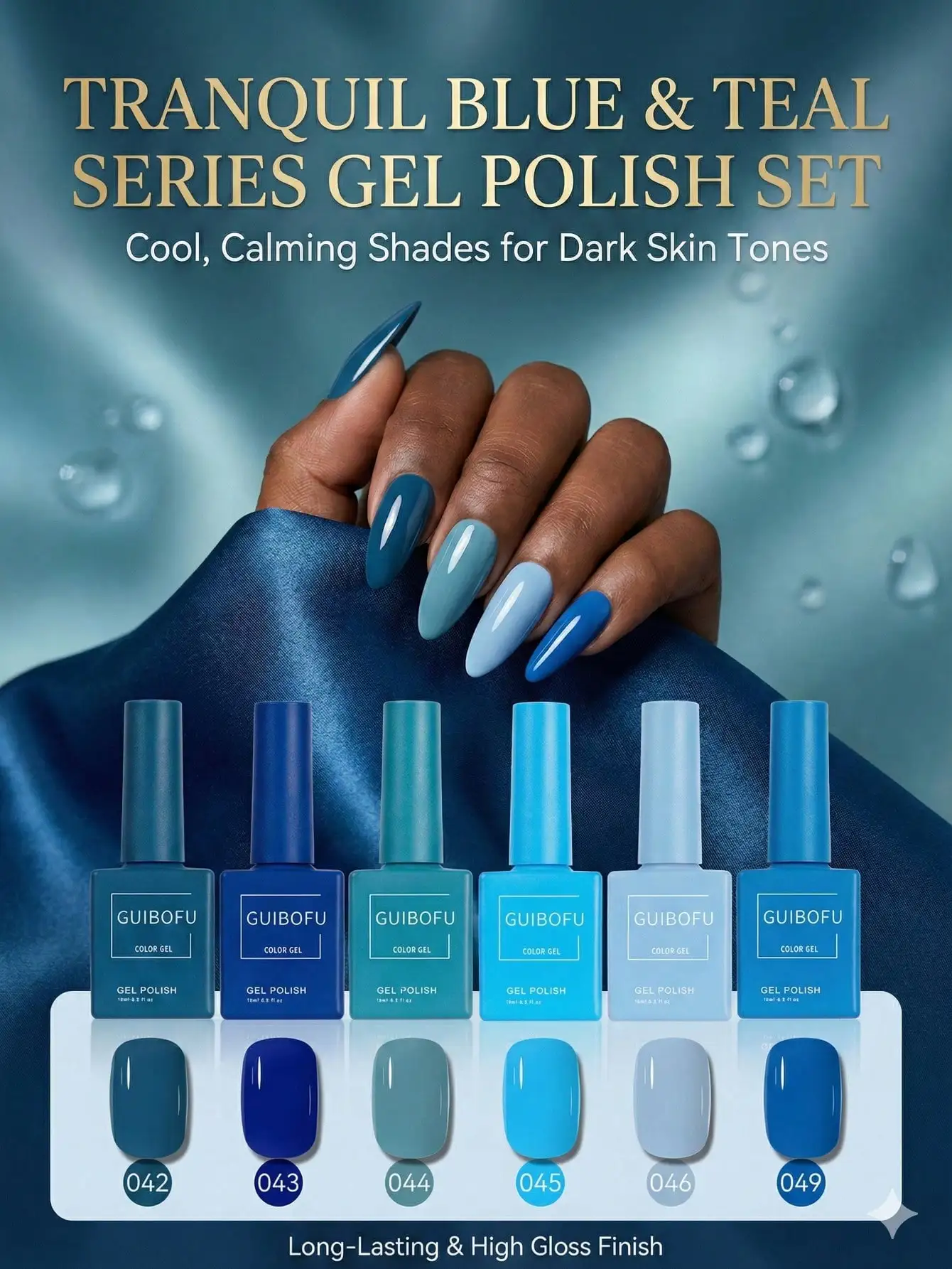 

Набор из 6 штук по 15 мл: морской синий, темно-синий, небесно-голубой, бирюзовый — подходит для зимнего снежного сезона, летнего пляжного отдыха, гель-лак для ногтей, снимаемый методом замачивания, УФ/LED.