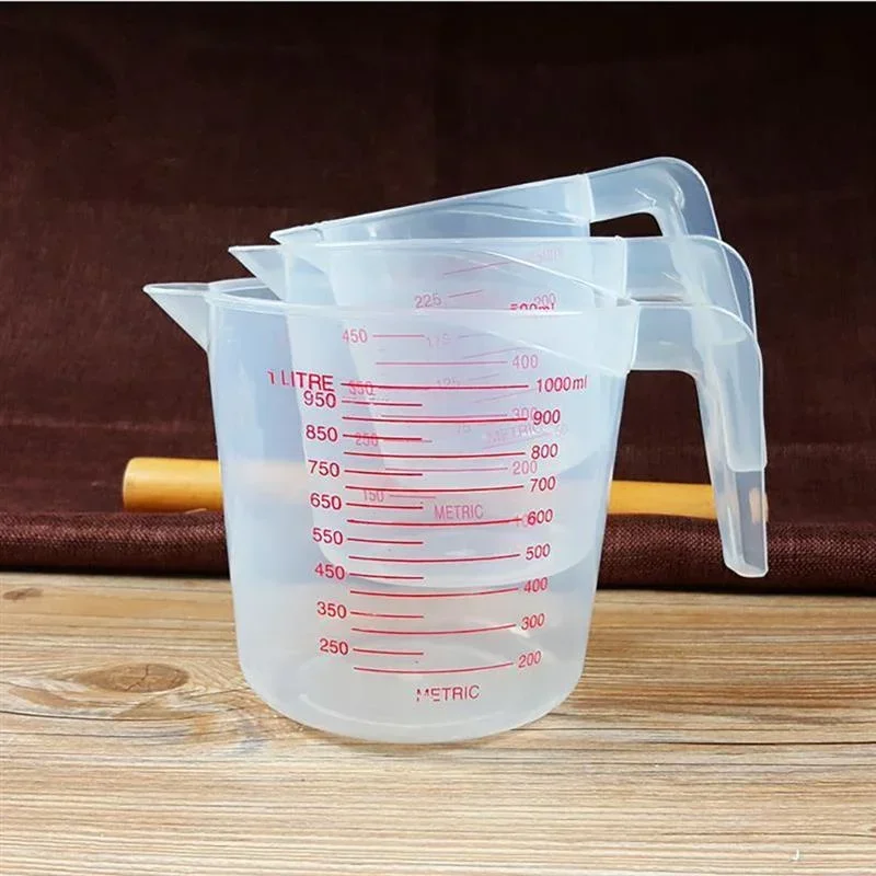 3Pcs Kits Baking Liquid Measuring Cups PVC Scale Cup Plastic Measuring Volume Beaker Kitchen Baking Tools