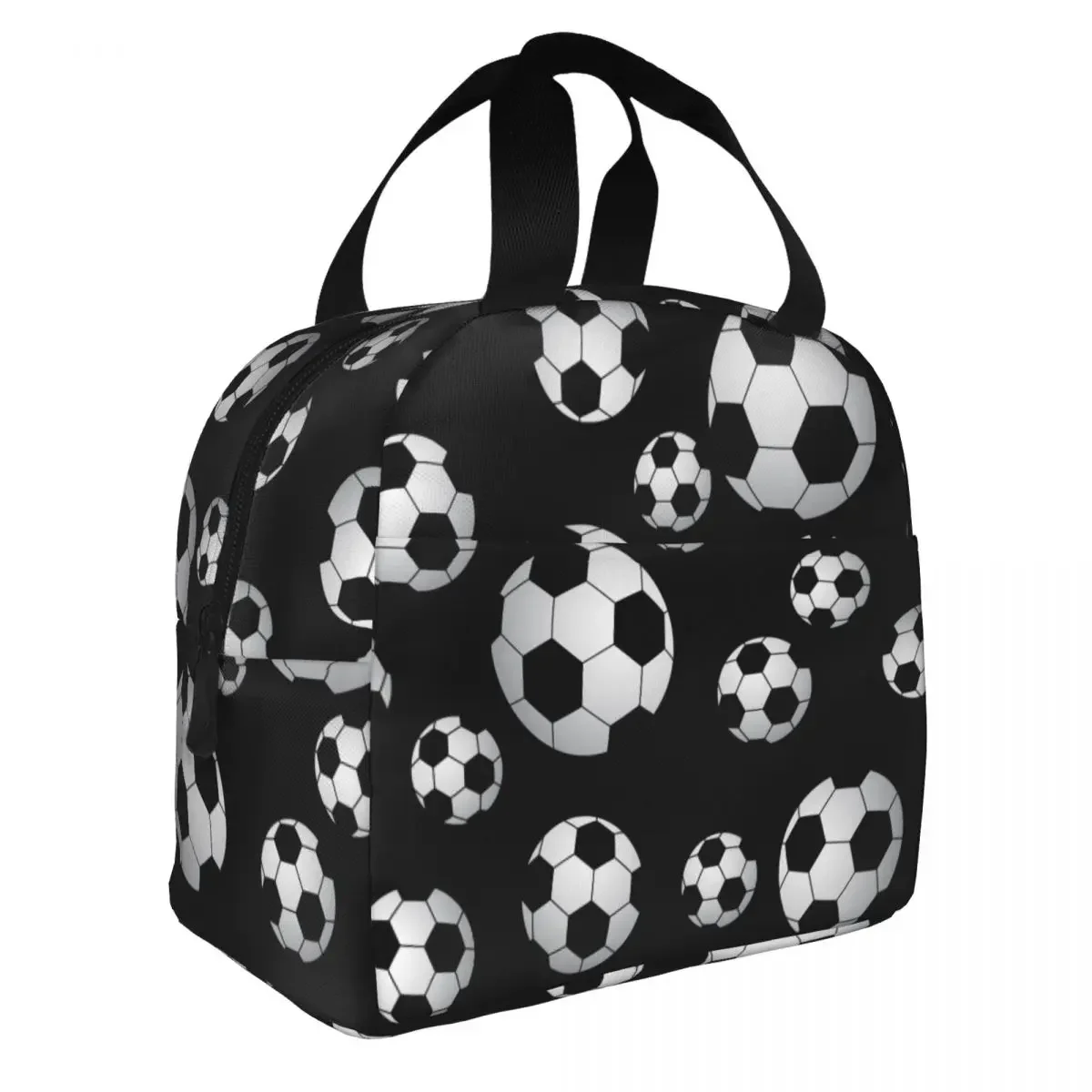 Soccer Pattern Insulated Lunch Bags High Capacity Football Balls Sports Reusable Thermal Bag Tote Lunch Box Outdoor Food Handbag