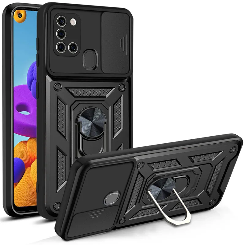 For Samsung Galaxy A21S Case Shockproof Armor Stand Holder Magnetic Metal Ring Cover For Samsung A21s A 21 s GalaxyA21s SM-A217F