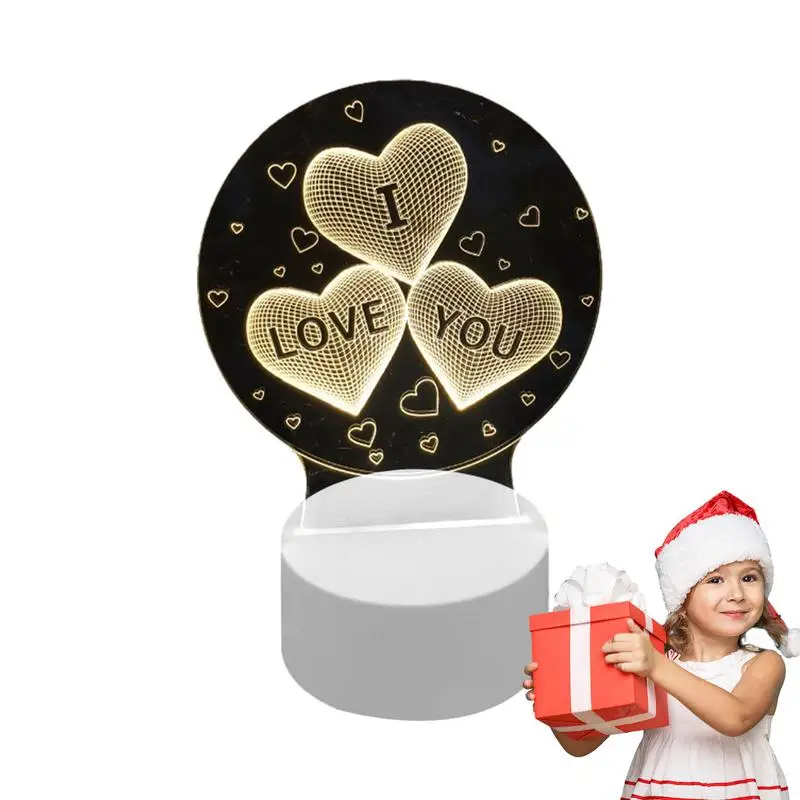 

Heart Nursery Night Light Transparent Decorative Kids Room Light Lamp Non-slip Base Romantic Night Lamp For Dormitory Desktop