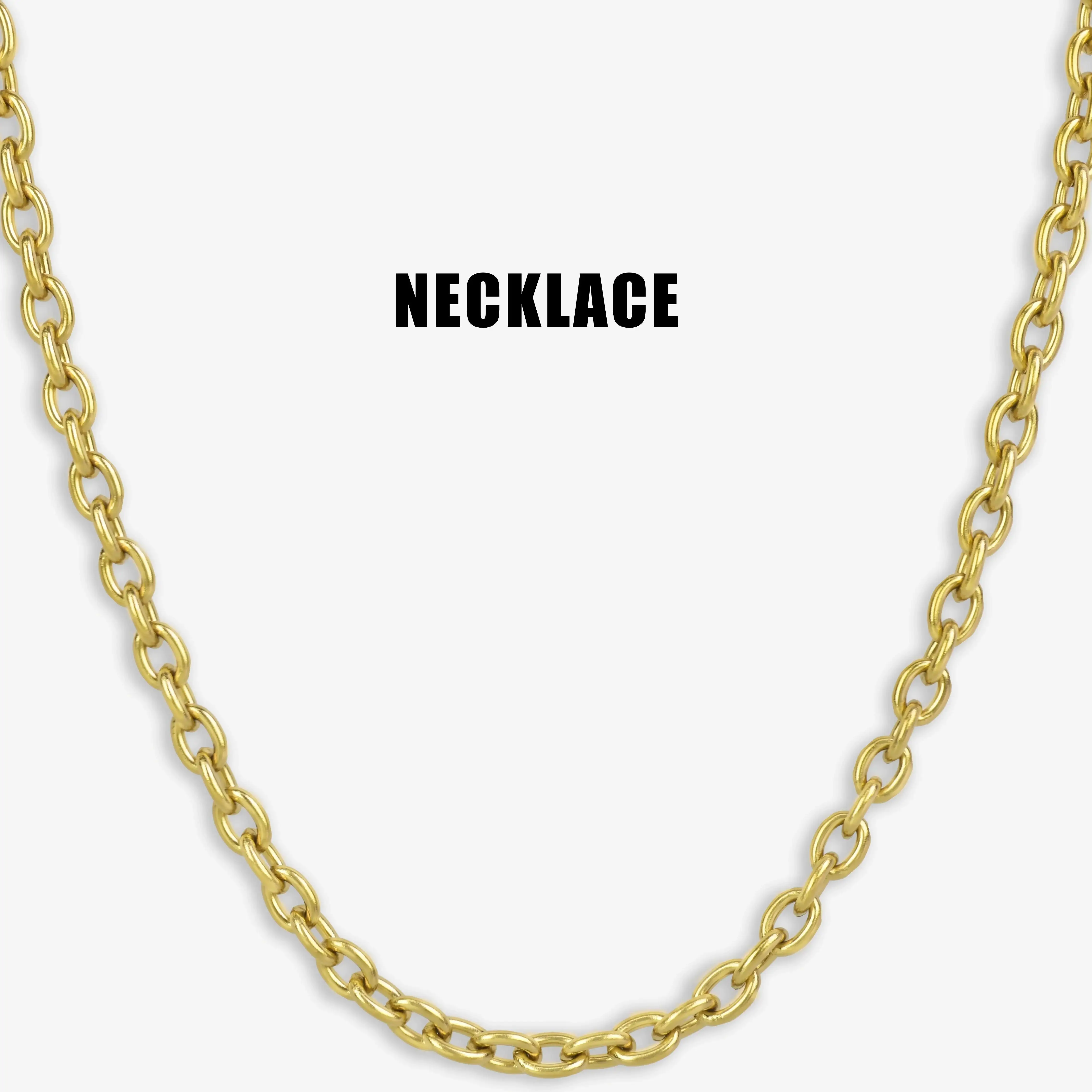 316L Stainless Steel Rollo Chain for Men, 58cm Non-Tarnish O-Link Necklace, Waterproof Minimalist Hip Hop Jewelry Silver Gold