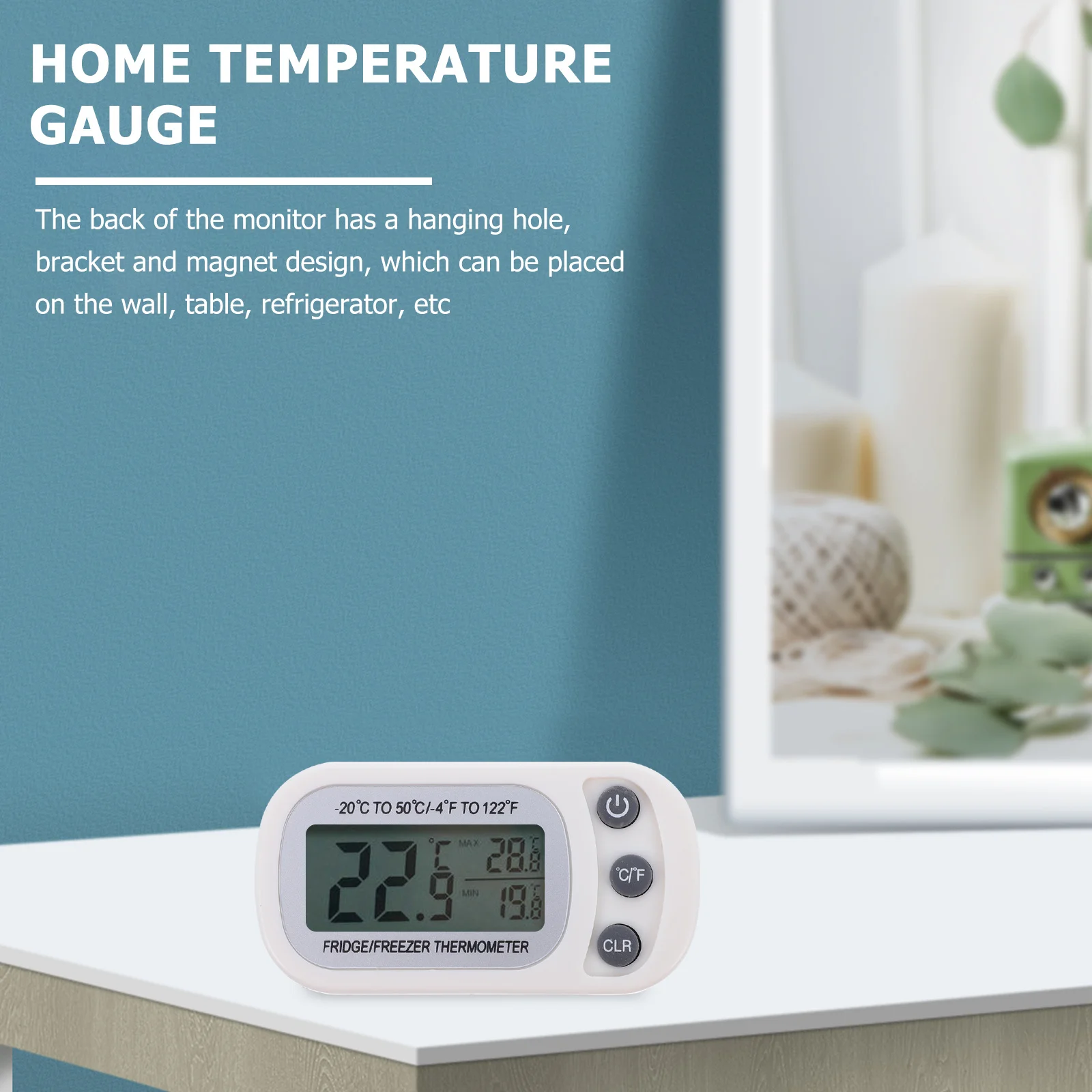 

2Pcs Waterproof Refrigerator Thermometer Digital Indoor Temperature Meter with Max Min Reading LCD Display for Home Freezer Use