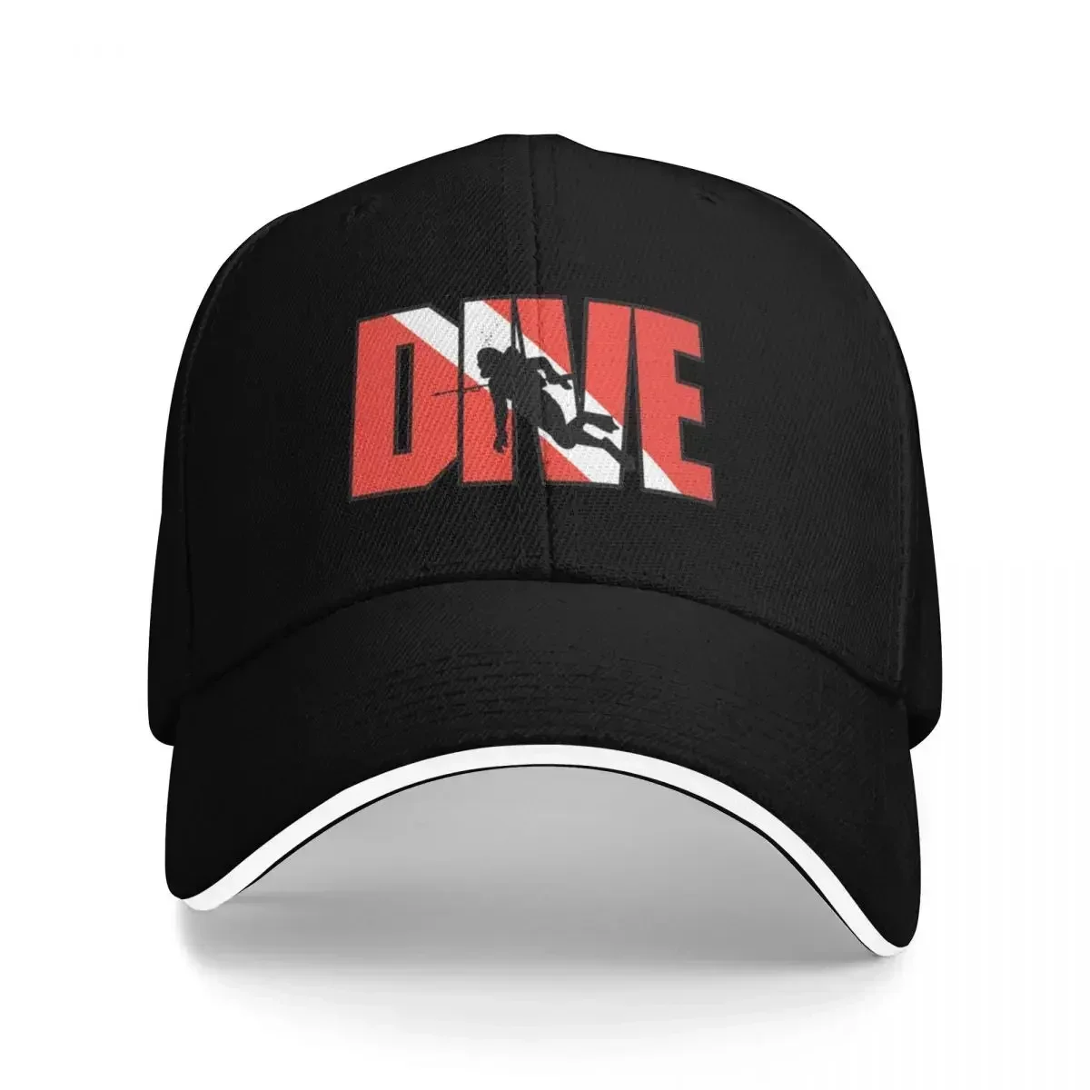 Red White SCUBA Dive Diver Sport Baseball Caps For Womens Adult Male Beach Sun Hat Peaked Cap