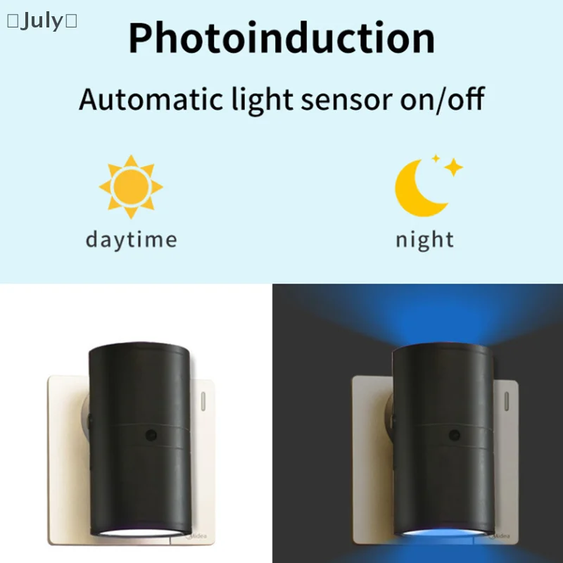 Cylindrical LED Night Light Plug In Modern Wall Lamp Sensor Adjustable Brightness Dimmable Night Lights For Hallway Bedroom