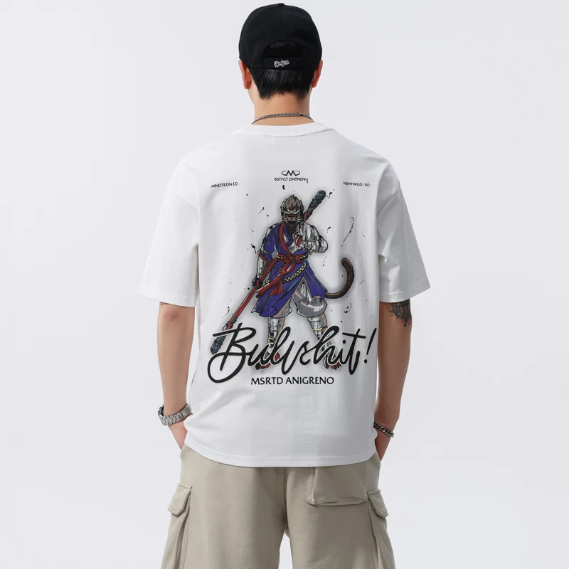 

203 Summer new hot sale comfortable breathable stretch back collision retro Goku Department printed T-shirt