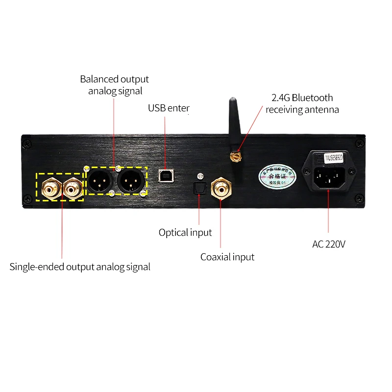 Imagem -03 - Lyele Áudio Dc200 Es9028pro Es9038pro Dac Decodificador Amanero Interface Usb Dsd512 Csr8675 Bluetooth 5.0 Ldac Controle Remoto