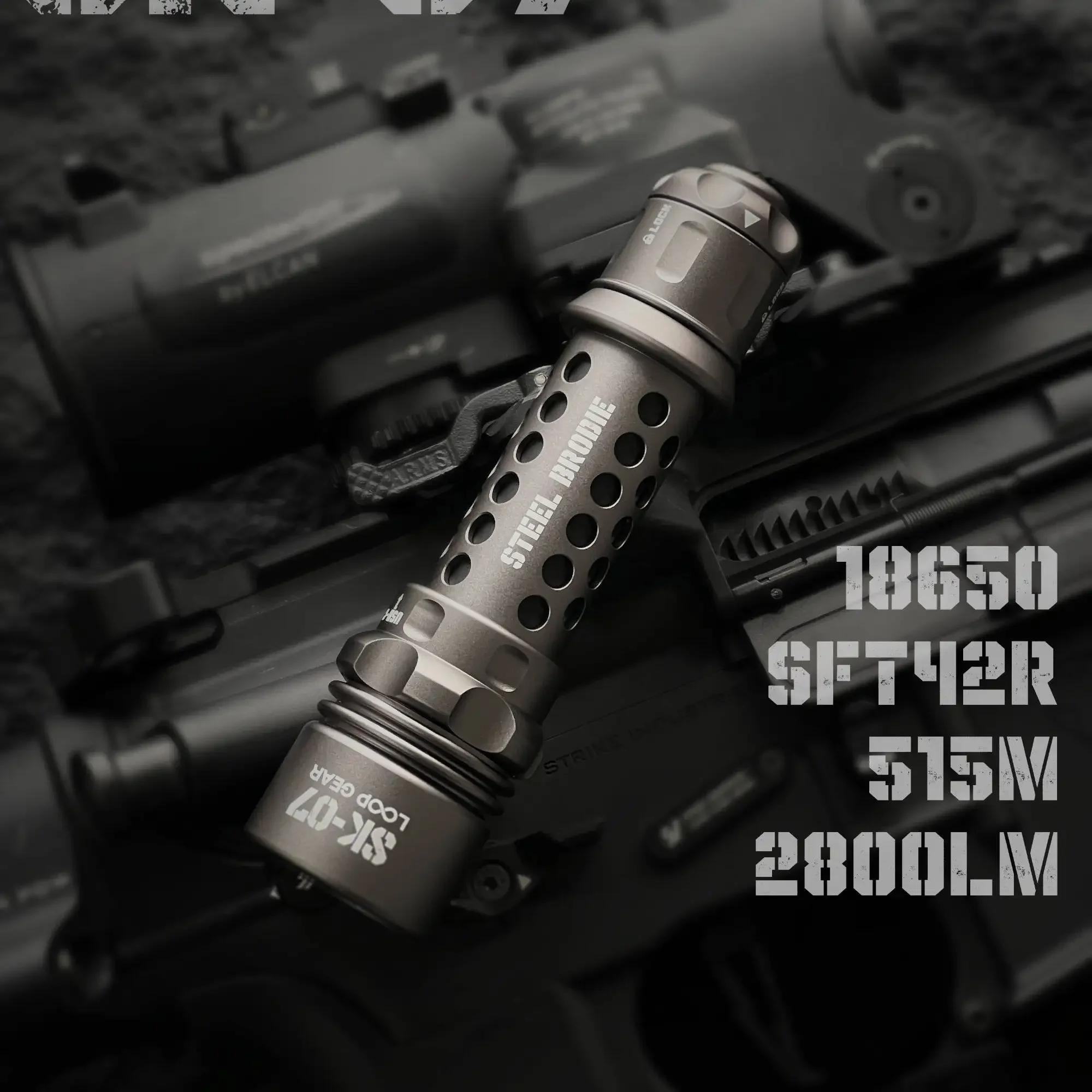 LOOP GEAR SK07 Tactical Flashlight Retro Hardcore Long Range Full Pole Ear Battery 3000mAh 350 Lumens Mechanical Lock Flashlight
