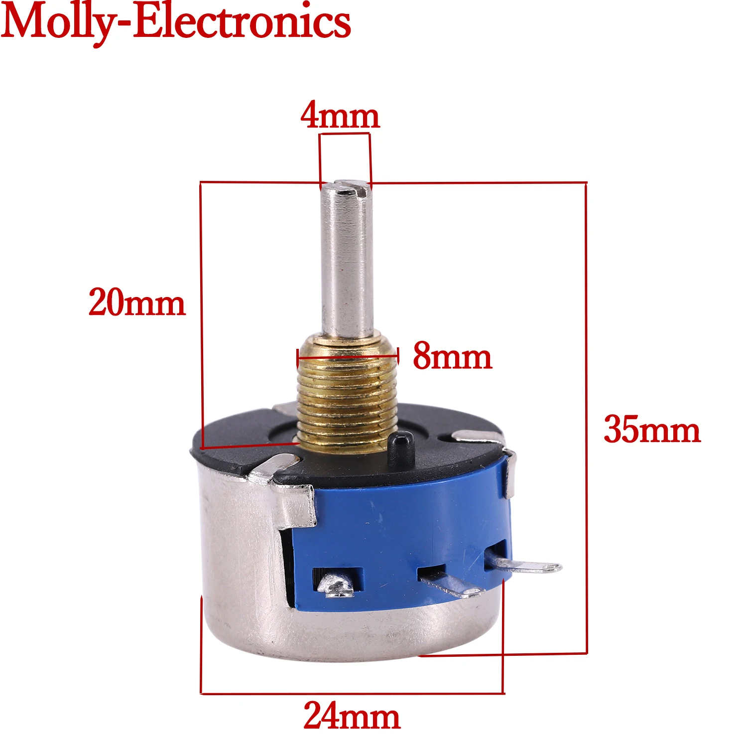 1PC Single-Turn Wirewound Potentionmeter WX14-12 3W   470Ohm 100Ohm 1K 2.2K 4.7K Balance Potentiometer