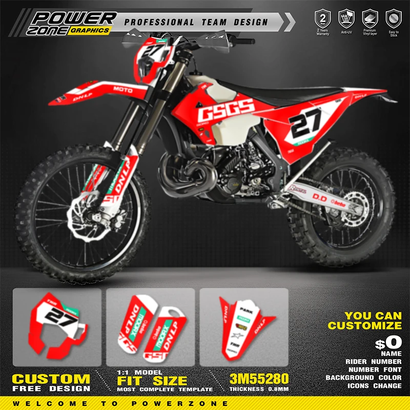 PowerZone Custom Team Graphics Backgrounds Decals For 3M Stickers Kit For GASGAS EC 2018 2019 2020 10