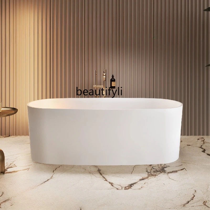 

Bathroom Polymer Pure PMMA Artificial Stone Freestanding Bathtub Household Double Bath