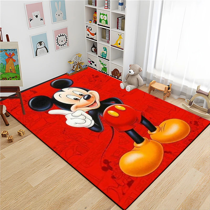 Cute Disney Mickey Minnie Mouse Kids Playmat Rug Carpet for Living Room Bedroom Cartoon Large Area Sofa Home Floor Non-slip Mat